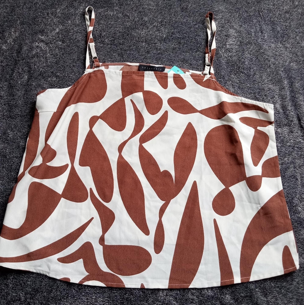 Sanctuary brown and white forever cami blouse